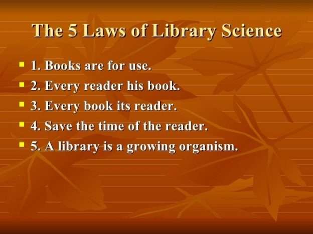 Five Laws Of Library Science Library And Information Management